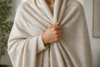 Handmade Cashmere Throw Blanket, 100% Himalayan Pure Undyed, Ivory, Cozy Sofa or Bed Throw, Luxury Home Decor, Ethically Made in India