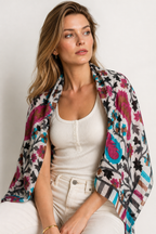 100% Silk Scarf, Boho Paisley Print, Lightweight, Artisan Handcrafted in India Wrap