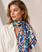 100% Silk Scarf, Floral Print, Lightweight, Artisan Handcrafted in India Wrap