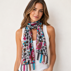 100% Silk Scarf, Boho Paisley Print, Lightweight, Artisan Handcrafted in India Wrap