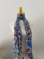 100% Silk Scarf, Floral Print, Lightweight, Artisan Handcrafted in India Wrap