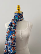100% Silk Scarf, Floral Print, Lightweight, Artisan Handcrafted in India Wrap