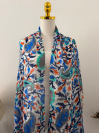 100% Silk Scarf, Floral Print, Lightweight, Artisan Handcrafted in India Wrap