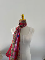 100% Silk Scarf, Elephant Floral Print, Lightweight, Artisan Handcrafted in India Wrap