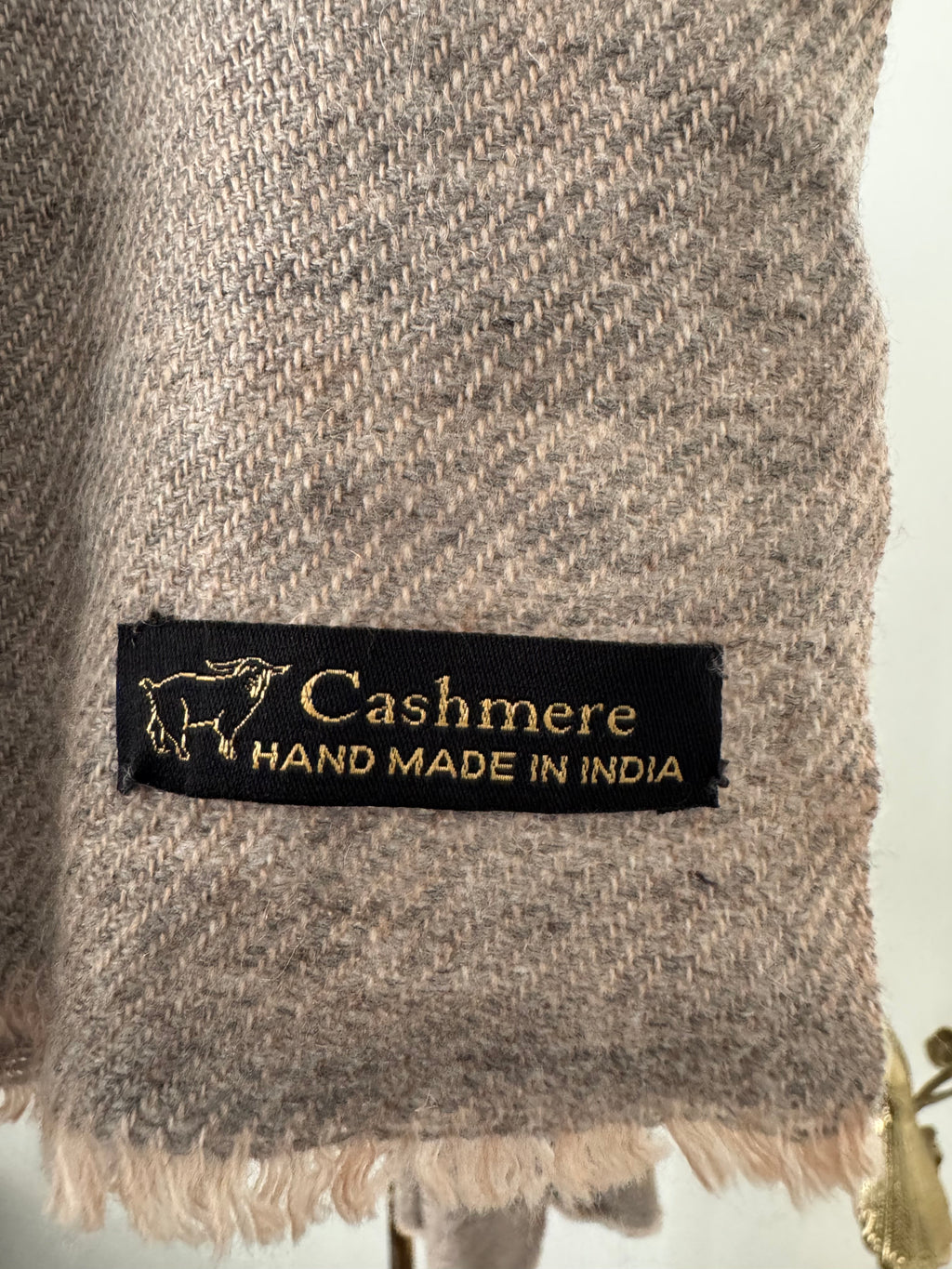 Cashmere Shawl - Soft Mocha, Handcrafted in Kashmir