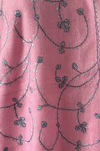Authentic Pashmina Shawl, Pink with Blue Sozni Embroidery, Handcrafted in Kashmir