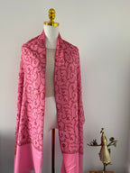 Pure Pashmina Shawl - Blush Pink with Sozni hand embroidery, Handcrafted in Kashmir