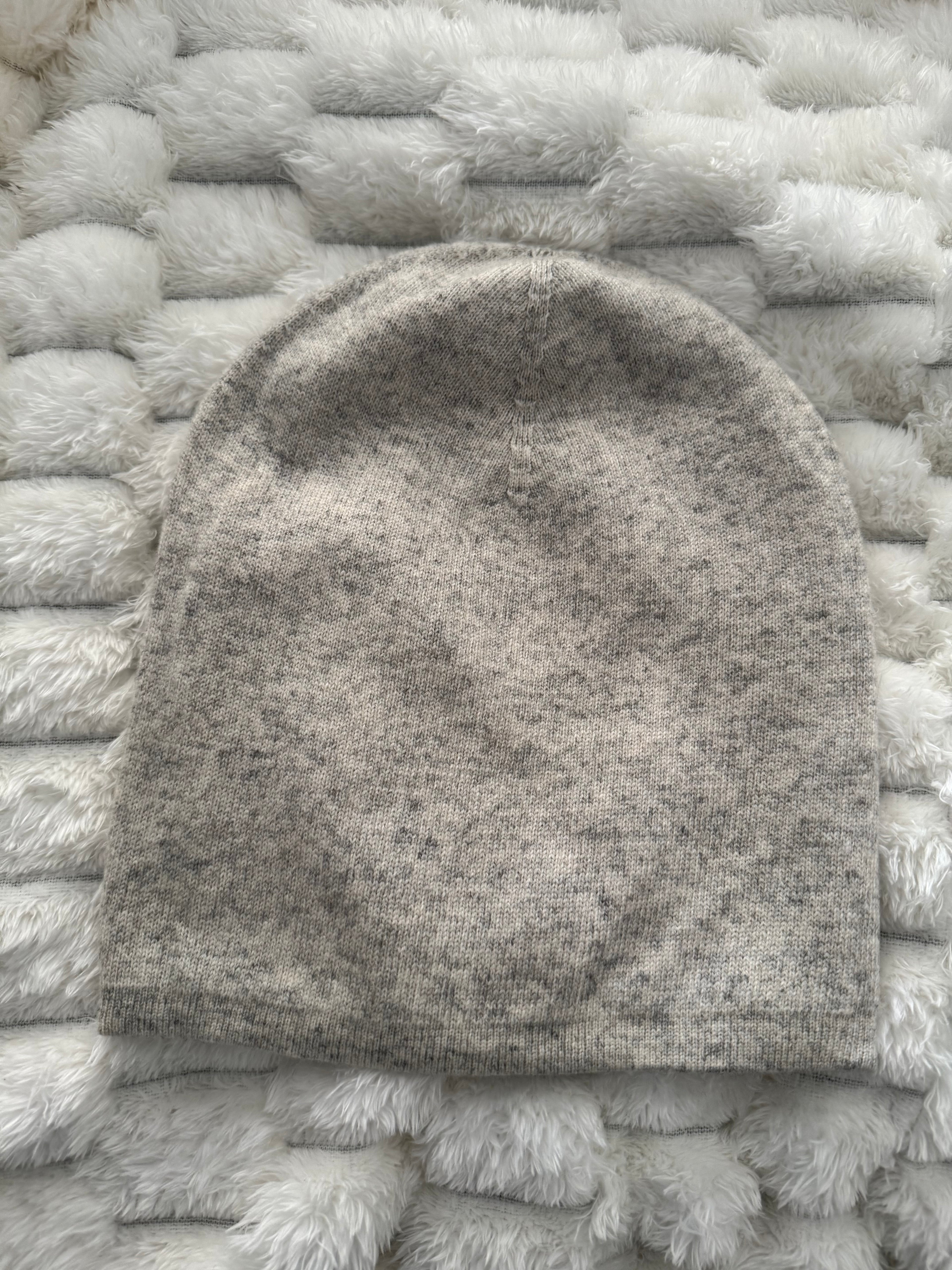 Reversible Pure Cashmere Beanie in Camel & Grey, Handcrafted in Kashmir
