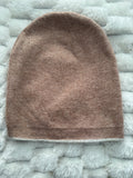 Reversible Pure Cashmere Beanie in Camel & Grey, Handcrafted in Kashmir