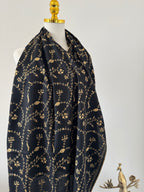 black and gold embroidered shawl