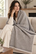 Gray Cashmere Throw Blanket | Handmade in Kashmir