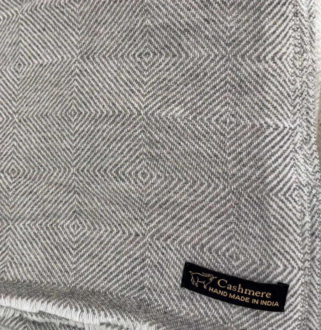 Gray Cashmere Throw Blanket | Handmade in Kashmir