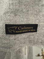 Handcrafted Cashmere Wool Shawl, Unisex, Light Gray, Eco-Friendly, Natural Undyed, Artisan Made, Luxury Travel Wrap, Father's day Gift