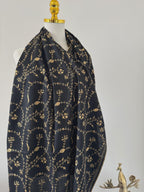 100 % Pashmina Wedding Shawl, Black & Gold, Sozni Hand Embroidery, Handwoven, Kashmir Wrap, Wedding Guest, Bridal Stole, Mother of the Bride