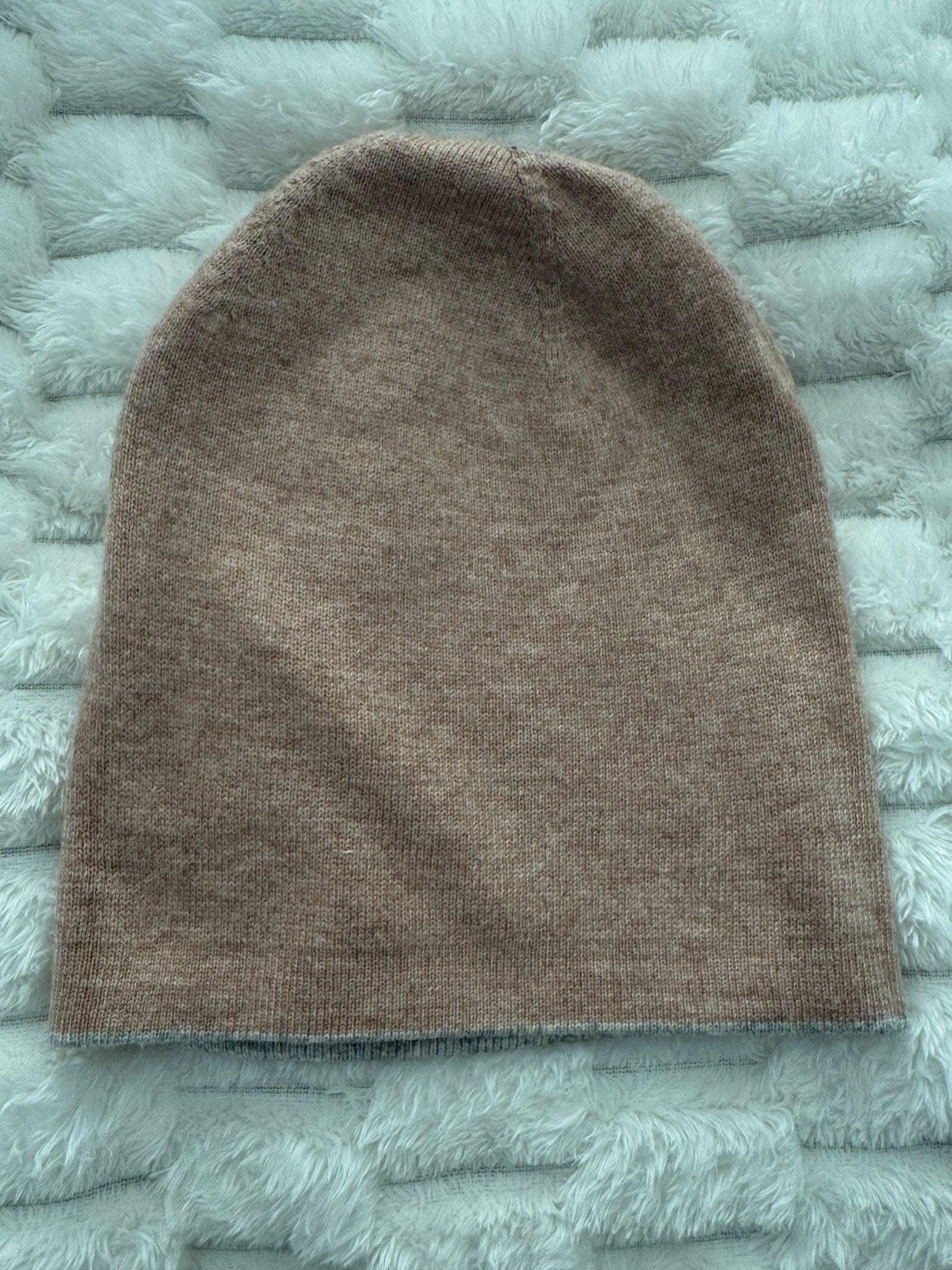 Unisex 100% Cashmere Beanie for kids, teens, small head,Reversible Luxury Knit Hat, Handmade Kashmir Wool, Natural Undyed, Eco-Friendly Gift