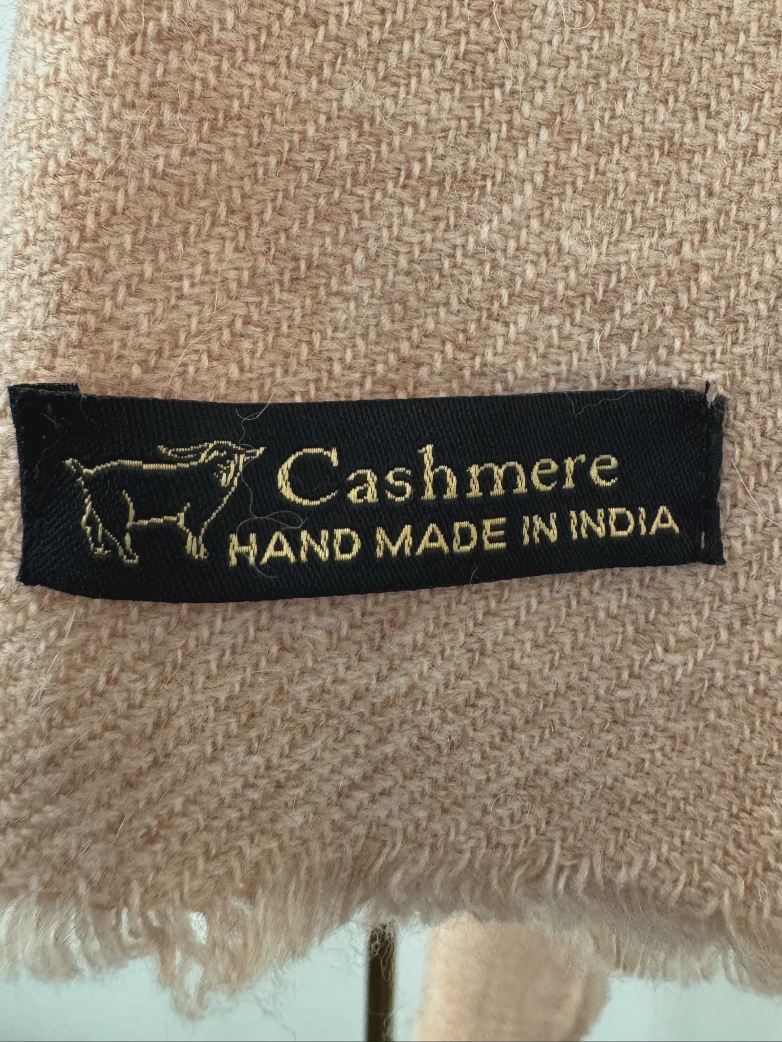 Handcrafted Cashmere Wool Shawl, Unisex, Sandstone, Eco-Friendly, Natural Undyed, Artisan Made, Luxury Travel Wrap, Father's day Gift