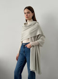 Handcrafted Cashmere Wool Shawl, Unisex, Light Gray, Eco-Friendly, Natural Undyed, Artisan Made, Luxury Travel Wrap, Father's day Gift
