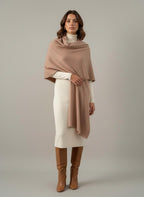 Handcrafted Cashmere Wool Shawl, Unisex, Sandstone, Eco-Friendly, Natural Undyed, Artisan Made, Luxury Travel Wrap, Father's day Gift