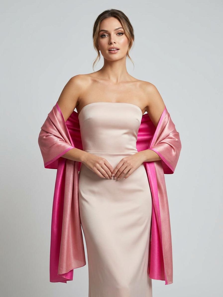 Silk Shawl, Pink, Champagne Gold, Wedding, Bridal, Handcrafted, Reversible, Luxury Wrap, Scarf, Elegant Gift for Her
