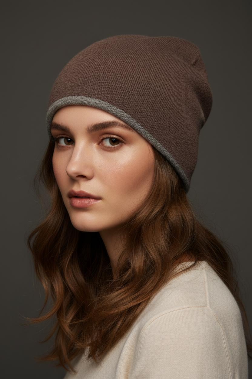 Unisex 100% Cashmere Beanie for kids, teens, small head,Reversible Luxury Knit Hat, Handmade Kashmir Wool, Natural Undyed, Eco-Friendly Gift