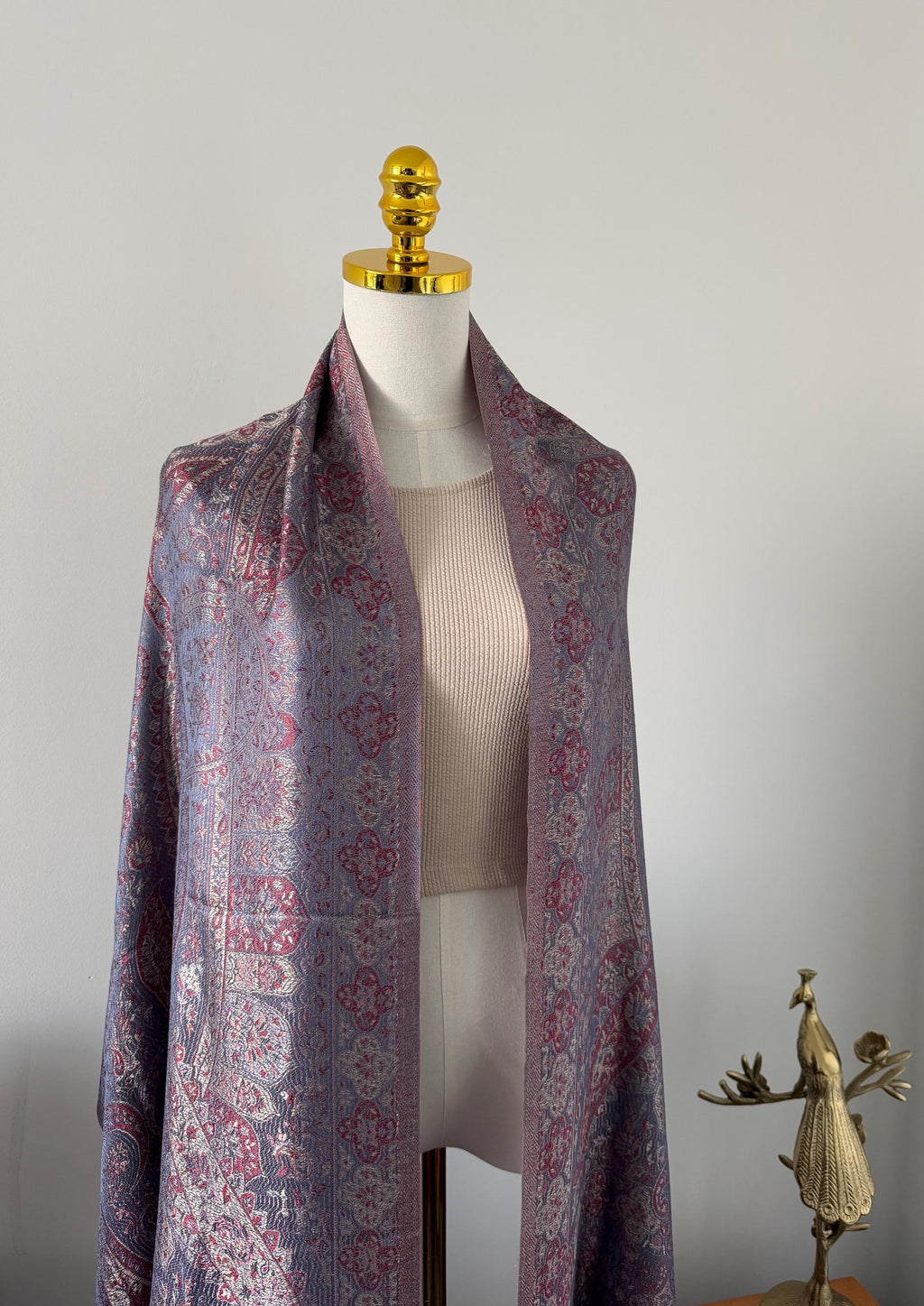 Silk Shawl, Vintage Mauve, Wedding, Bridal, Handcrafted, Evening Wedding Wrap, Reversible, Shawl, Authentic, Stole, Gift for Her