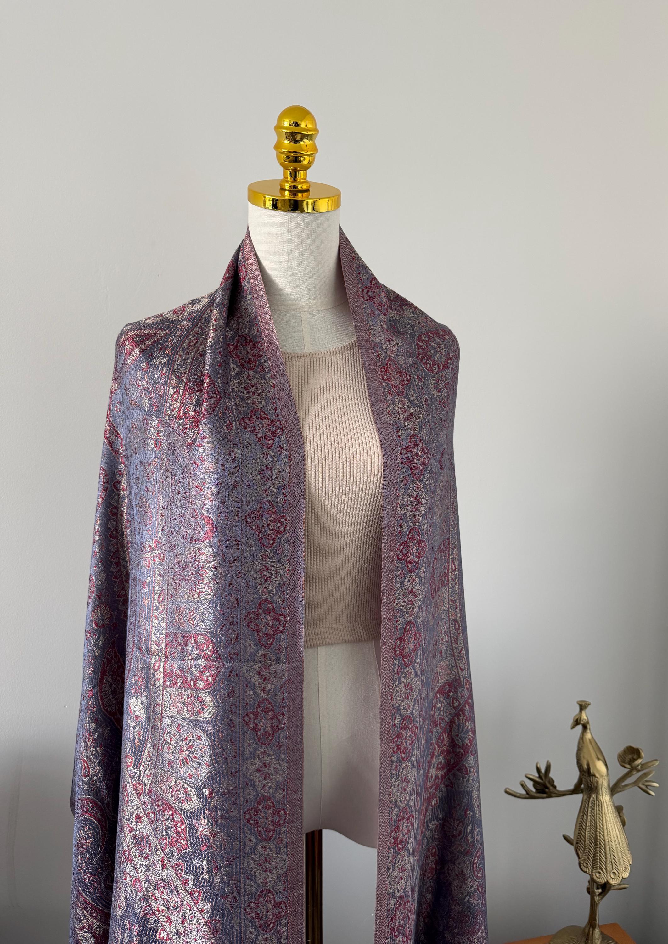 Silk Shawl, Vintage Mauve, Wedding, Bridal, Handcrafted, Evening Wedding Wrap, Reversible, Shawl, Authentic, Stole, Gift for Her