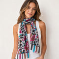 100% Silk Floral Scarf, Handcrafted, Women, Boho Paisley Print Wrap, Pink, Lightweight Summer Scarf, Artisans Made in India, Gift for Her