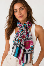 100% Silk Floral Scarf, Handcrafted, Women, Boho Paisley Print Wrap, Pink, Lightweight Summer Scarf, Artisans Made in India, Gift for Her