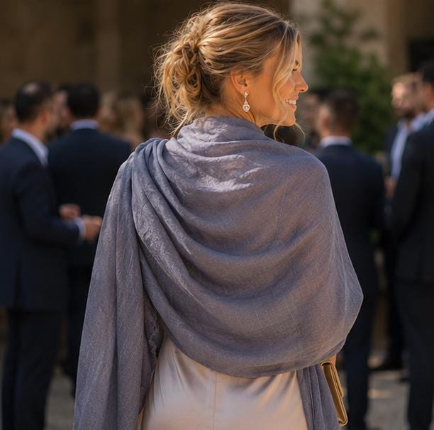 Handmade 100% Pashmina Cashmere Shawl, Featherlight Ultra-Soft, Wedding Wrap, Handwoven by Artisans, Luxury Scarf, Denim Gray, Authentic