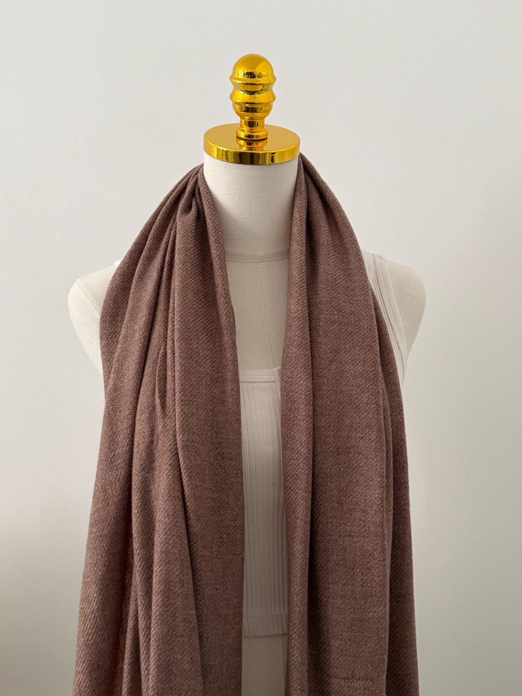 Handcrafted Cashmere Wool Shawl, Unisex, Mocha, Eco-Friendly, Natural Undyed, Artisan Made, Luxury Travel Wrap, Father's day Gift