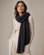 Handcrafted Cashmere Wool Shawl, Unisex, Charcoal Gray, Eco-Friendly, Natural Undyed, Artisan Made, Luxury Travel Wrap, Father's day Gift