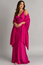 Silk Shawl, Fuchsia Pink, Handcrafted Jacquard Floral Wrap, Lightweight Evening Stole, Wedding Guest Scarf, Luxury Gift for Her, Bridesmaid