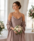 Silk Shawl, Mocha Taupe, Handcrafted Jacquard Floral Wrap, Lightweight Evening Stole, Wedding Guest Scarf, Luxury Gift for Her, Bridesmaid