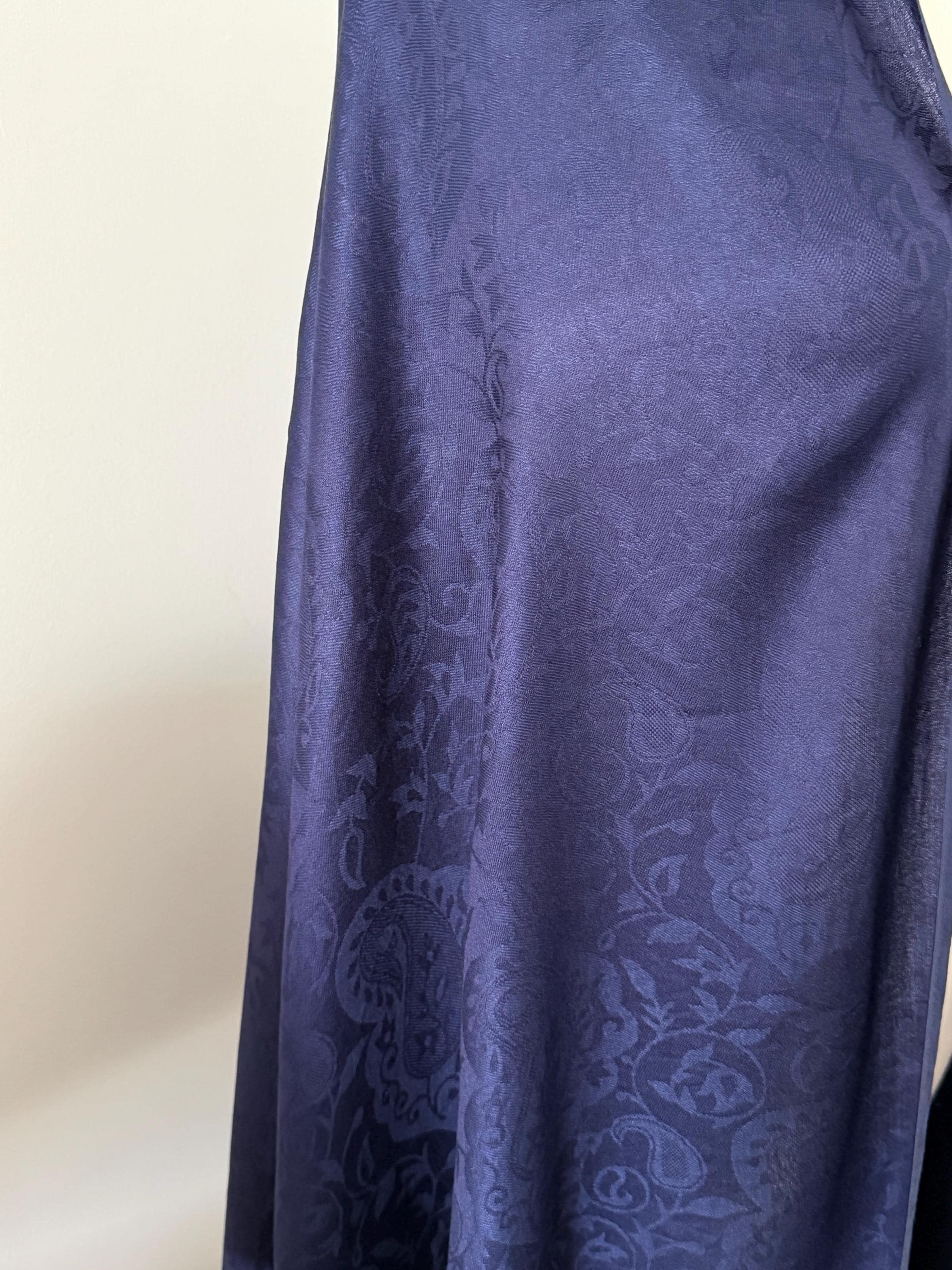 Silk Shawl, Navy Blue, Handcrafted Jacquard Floral Wrap, Lightweight Evening Stole, Wedding Guest Scarf, Luxury Gift for Her, Bridesmaid