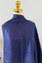 Silk Shawl, Navy Blue, Handcrafted Jacquard Floral Wrap, Lightweight Evening Stole, Wedding Guest Scarf, Luxury Gift for Her, Bridesmaid