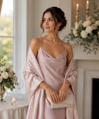 Silk Shawl, Champagne Pink, Handcrafted, Jacquard Floral Wrap, Lightweight Evening Stole, Wedding Guest Scarf, Luxury Gift for Her