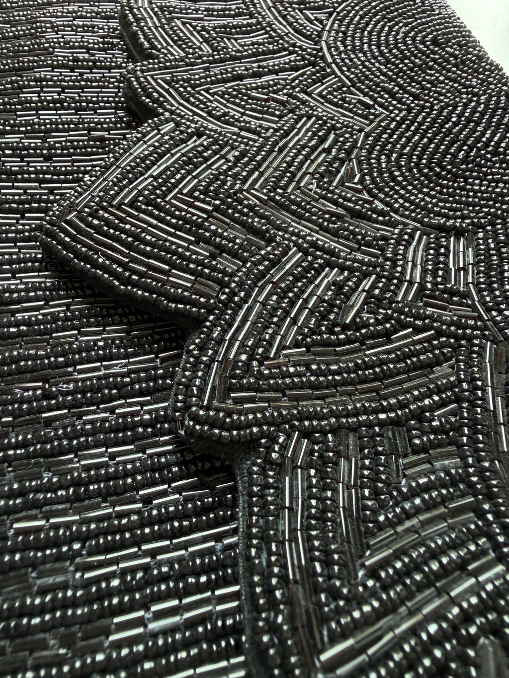 Black Beaded Clutch Purse, Handmade Vintage Evening Bag, Art Deco Envelope Clutch, Elegant Formal Wedding Cocktail Party Handbag