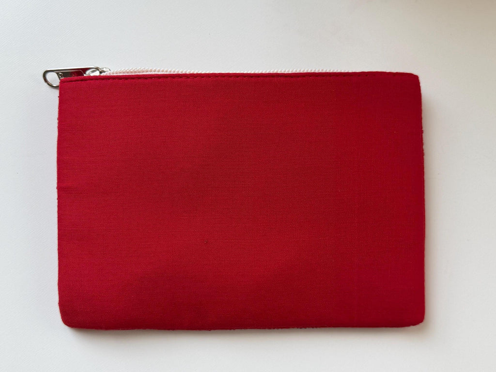 Handmade Coin Pouch, Red, XOXO, Pearl Purse, Zip Pouch, Coquette, Bead Wallet, Keychain Card Holder, Gift for Her, Party Favor
