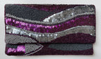 Beaded Clutch Purse, Silver, Black, Purple, Handmade Sequin Evening Bag, Envelope Clutch, Formal Wedding Cocktail Handbag, Gift for her