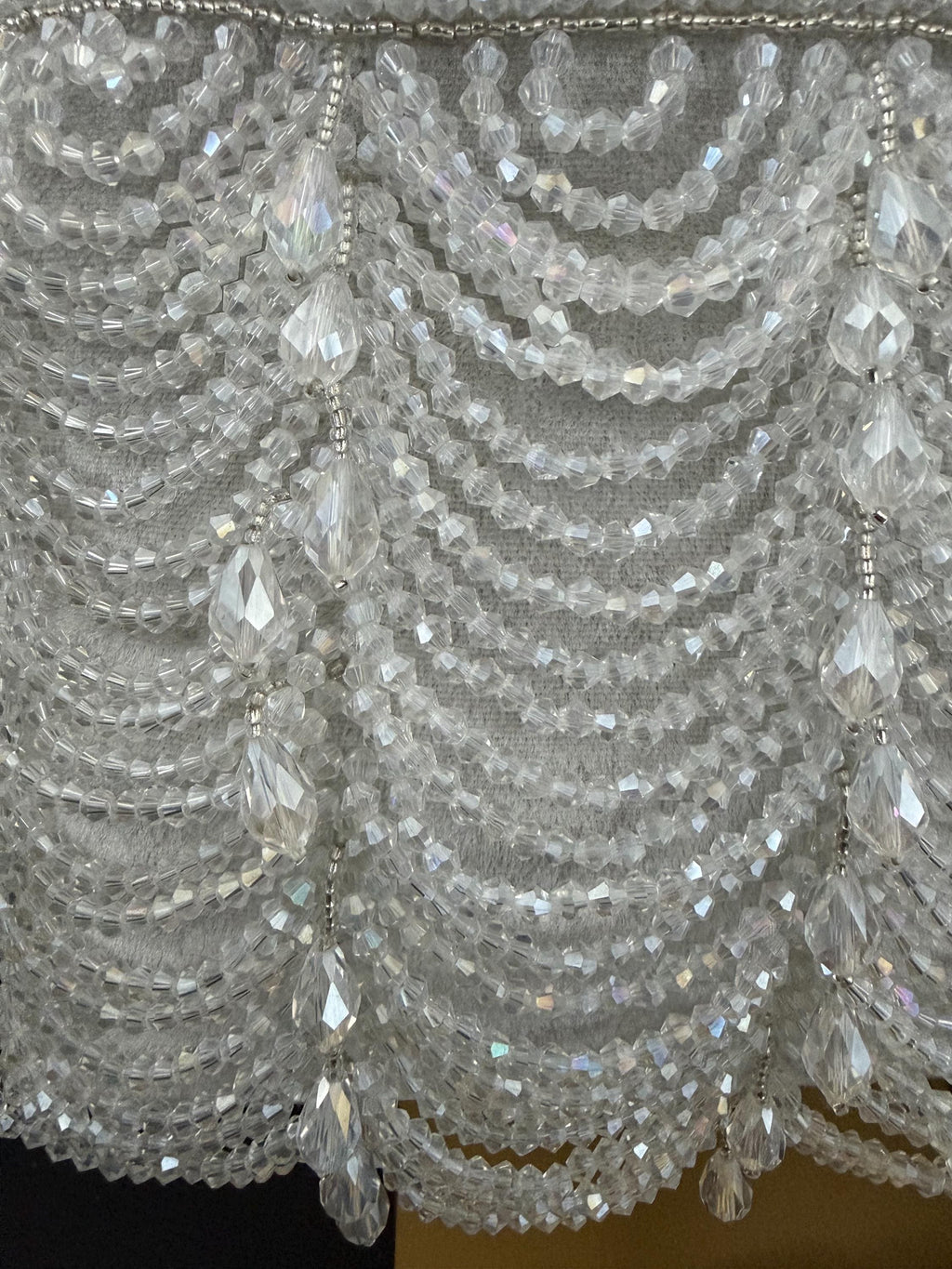 Silver Bridal, Beaded Purse, Crystal, White, Evening Bag, Handmade, Wedding Handbag, Bride, Reception Purse, Gift for her, Bachelorette