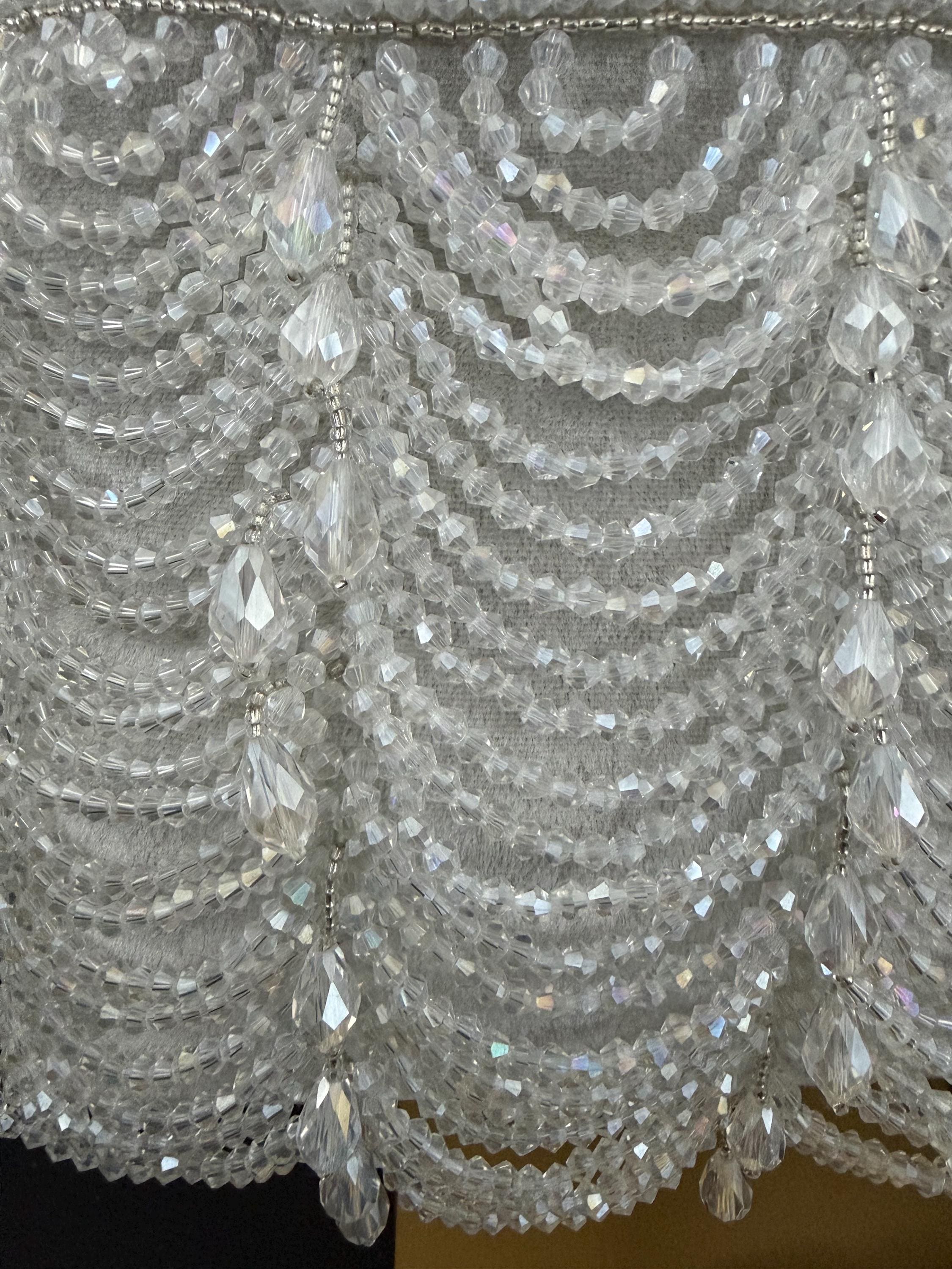 Silver Bridal, Beaded Purse, Crystal, White, Evening Bag, Handmade, Wedding Handbag, Bride, Reception Purse, Gift for her, Bachelorette