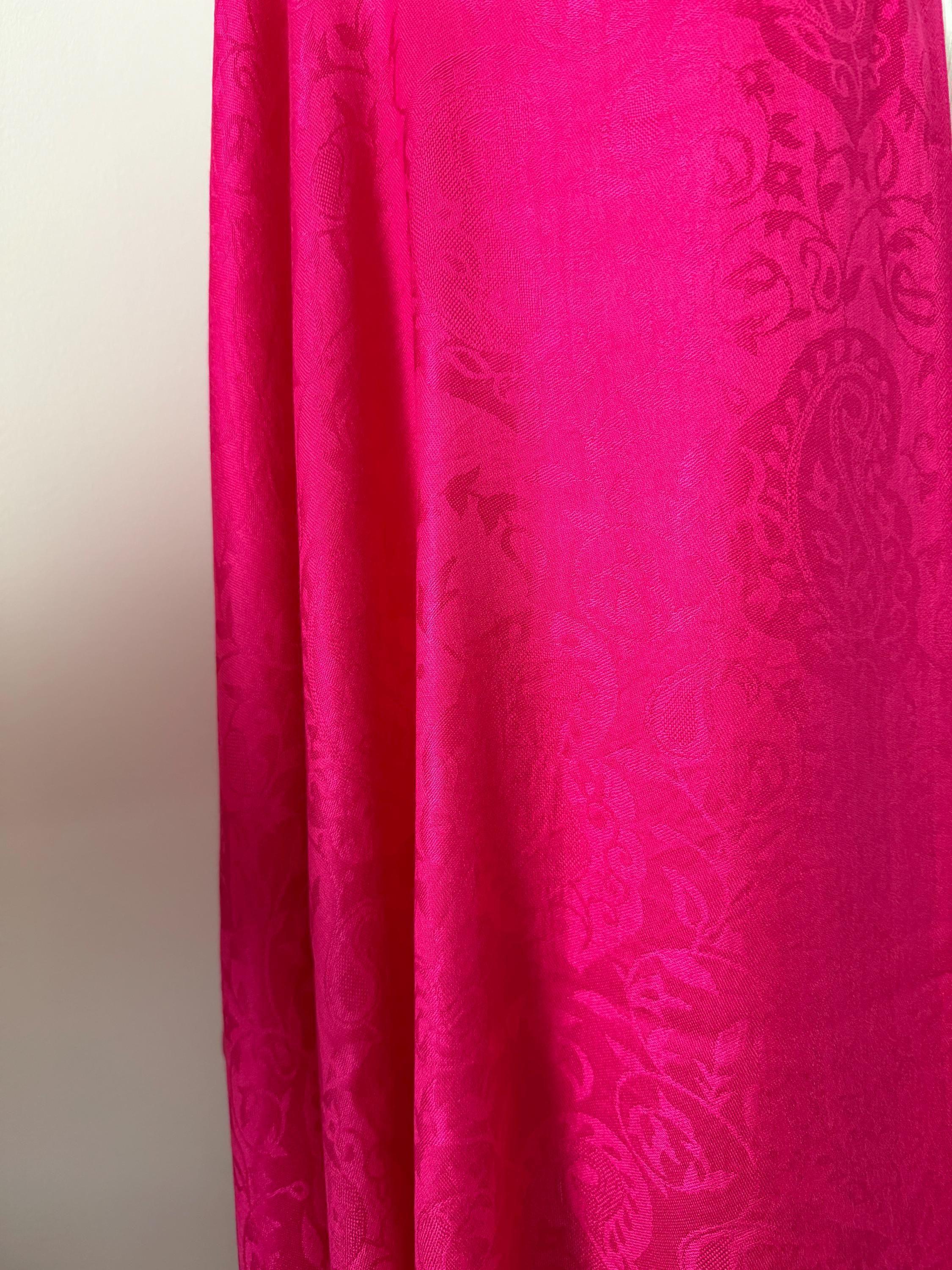 Silk Shawl, Fuchsia Pink, Handcrafted Jacquard Floral Wrap, Lightweight Evening Stole, Wedding Guest Scarf, Luxury Gift for Her, Bridesmaid