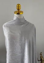 Silk Shawl, Soft Pearl Silver, Handcrafted Jacquard Wrap, Lightweight Evening Stole, Wedding Guest Scarf, Luxury Gift for Her, Bridesmaid