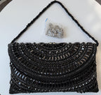 Black Crystal Evening Bag, Rhinestone Clutch, Purse with Chain Strap, Bridal Wedding Handbag, Formal Prom Cocktail Purse, Gift for Her