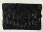 Black Beaded Clutch Purse, Handmade Vintage Evening Bag, Art Deco Envelope Clutch, Elegant Formal Wedding Cocktail Party Handbag