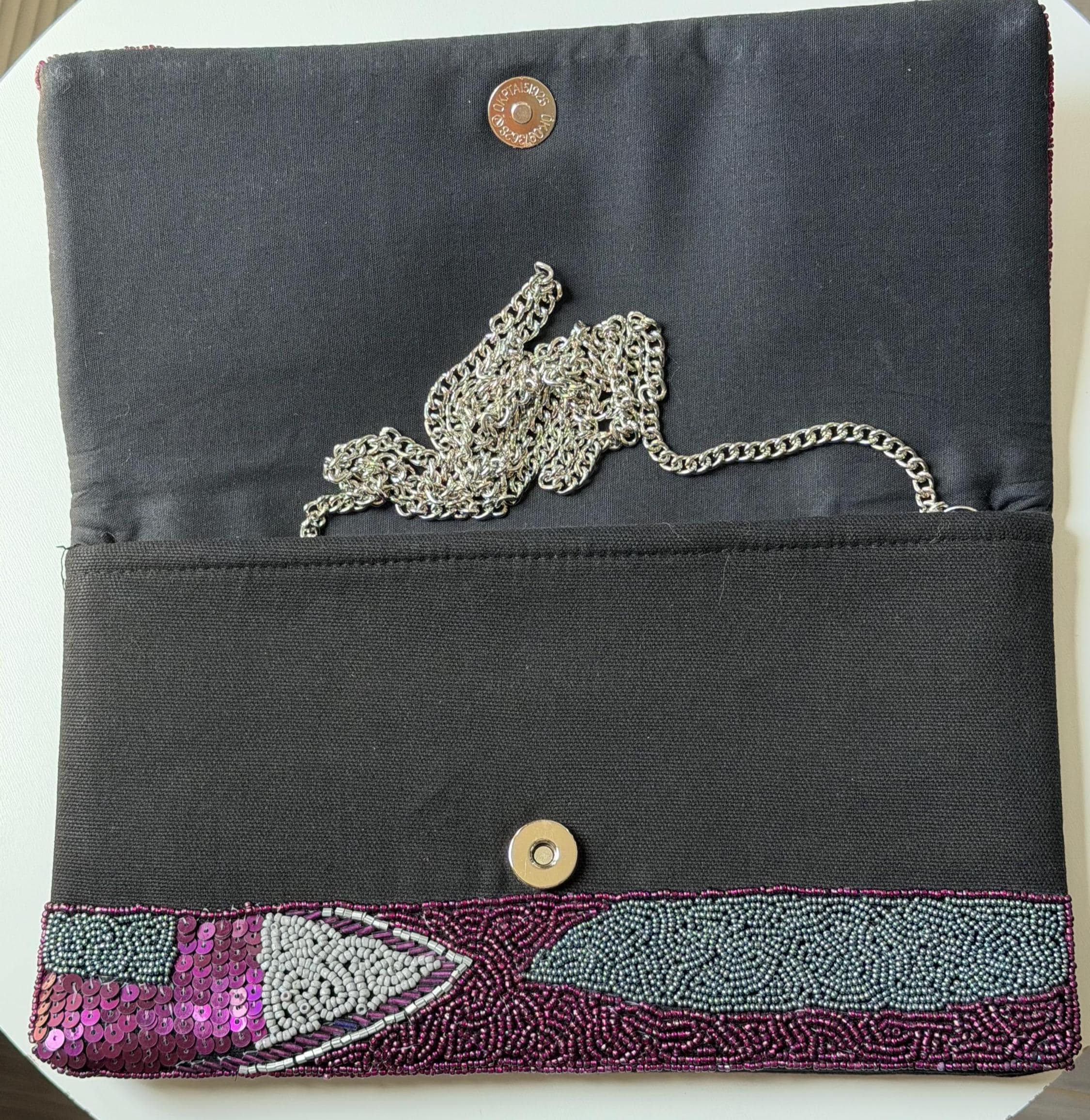 Beaded Clutch Purse, Silver, Black, Purple, Handmade Sequin Evening Bag, Envelope Clutch, Formal Wedding Cocktail Handbag, Gift for her