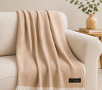 Cashmere Throw Blanket for Sofa, Couch, Almond, Handwoven Wool, Soft, Travel Blanket, Handmade Kashmir,  Housewarming Gift, Cozy Home Decor