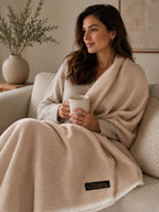 Cashmere Throw Blanket for Sofa, Couch, Almond, Handwoven Wool, Soft, Travel Blanket, Handmade Kashmir,  Housewarming Gift, Cozy Home Decor