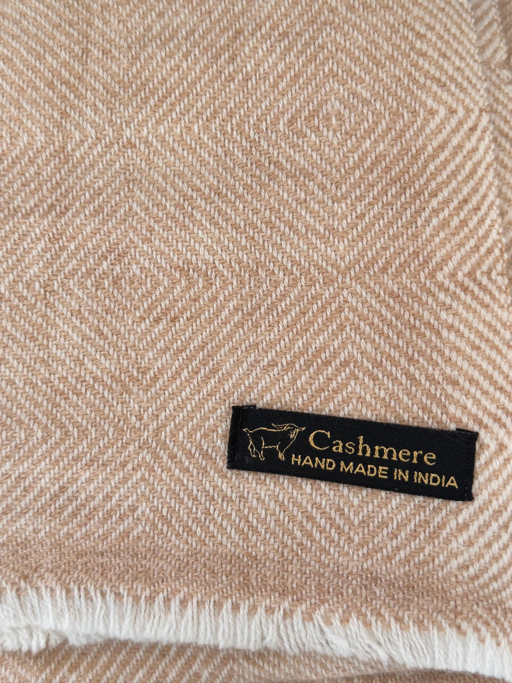 Cashmere Throw Blanket for Sofa, Couch, Almond, Handwoven Wool, Soft, Travel Blanket, Handmade Kashmir,  Housewarming Gift, Cozy Home Decor