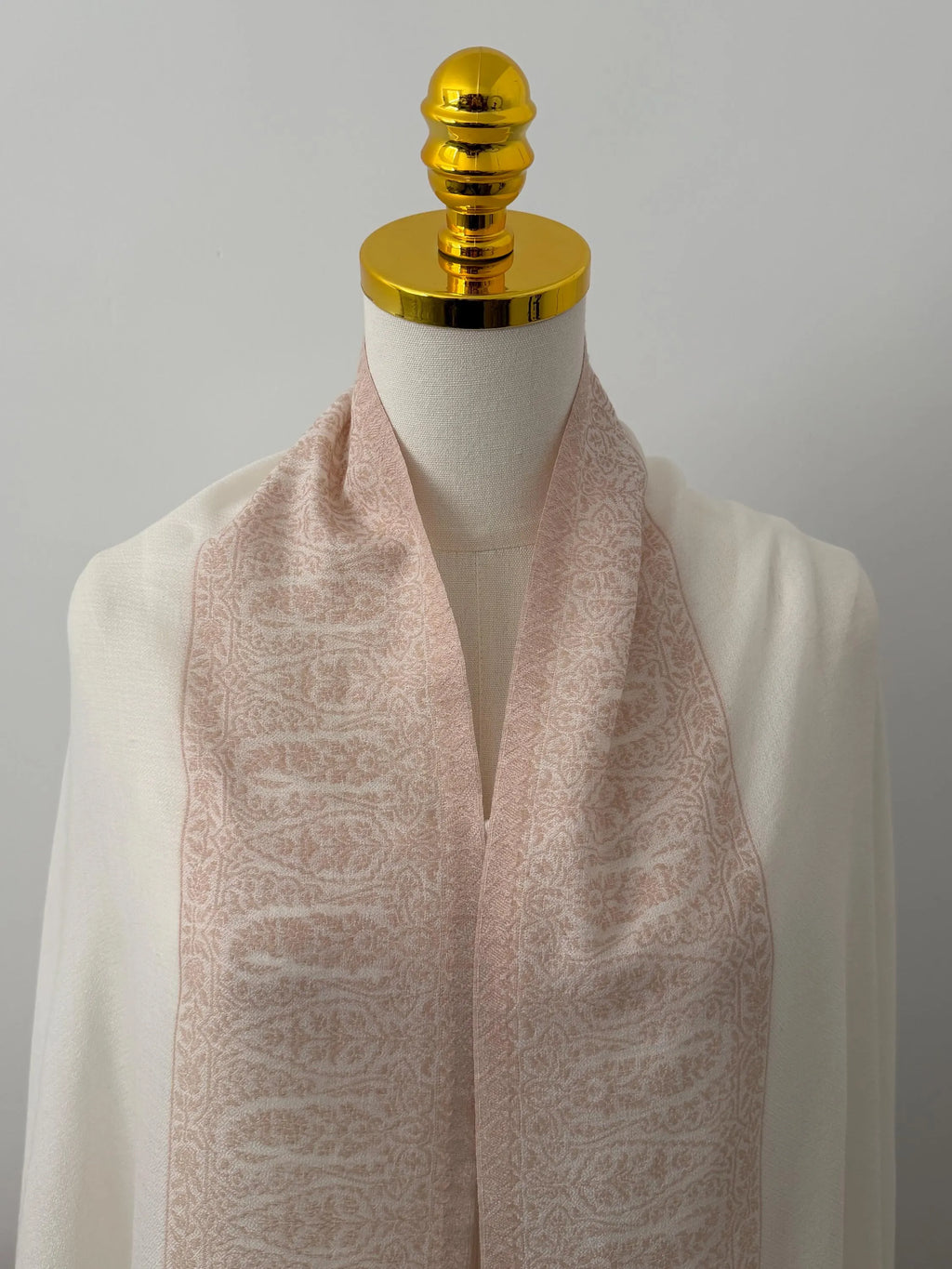 Cream Ivory Pashmina Shawl - Blush Sozni Embroidery